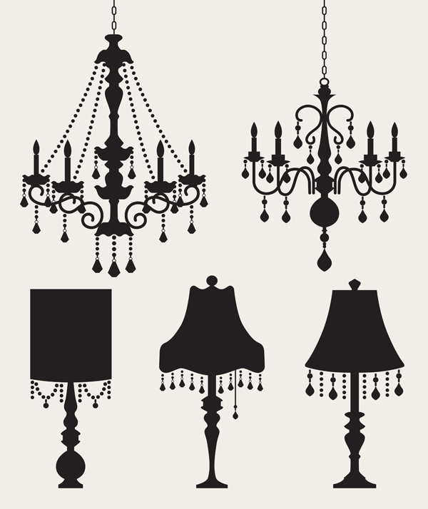 Ornate chandelier vector silhouette set 01 silhouette ornate chandelier   