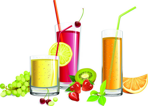 Different fruit juice with glass cup vector set 02 juice glass cup fruit juice different   