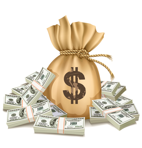 Sack with Money design vector graphics set 03 sack money   