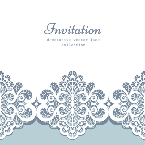 Decorative lace Invitation cards vector design   