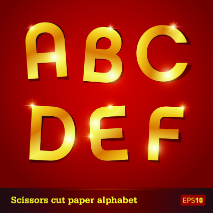 Golden paper alphabet vector art 01 paper golden alphabet   