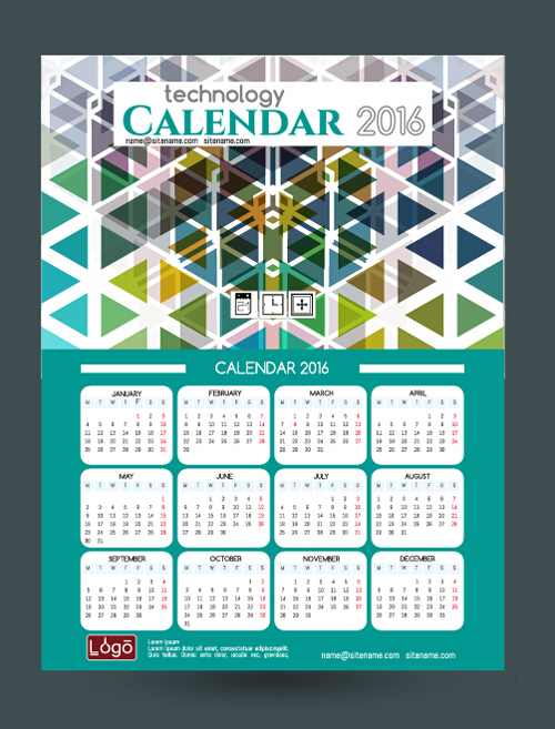 2016 technology calendar template vector 25 template technology calendar 2016   