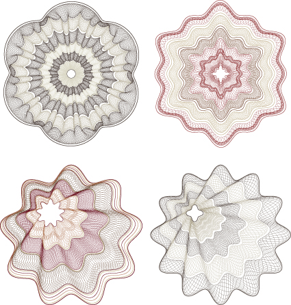 Guilloche with rosettes elements vector graphics 01 rosettes guilloche elements element   