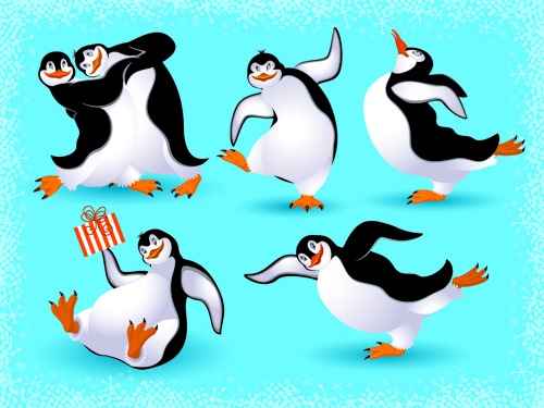 lovely Animals in winter design vector set 02 winter lovely animals Animal   