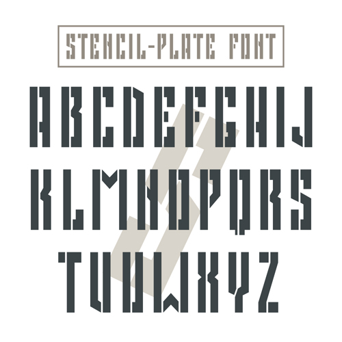 Vintage stehcil vintage plate fonts   