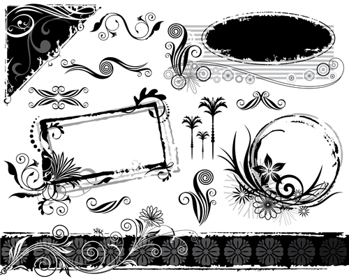 Ink floral frame vector design 05 ink floral frame floral   