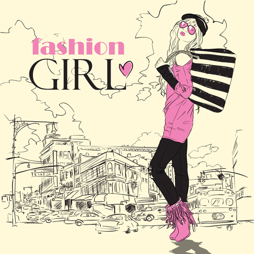 Fashion Girl elements vector set 02 girl fashion elements element   