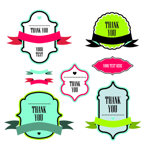 Text frame labels with ribbon vector 01 vector text ribbon labels frame   