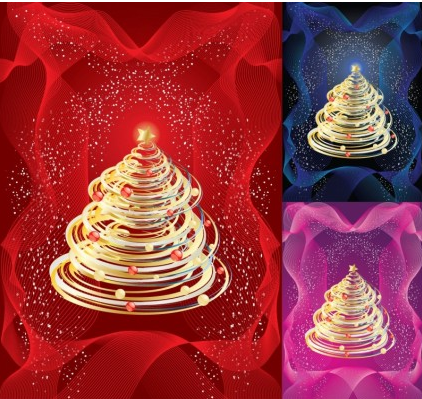 Abstract Gold Christmas Tree vector material tree christmas abstract   