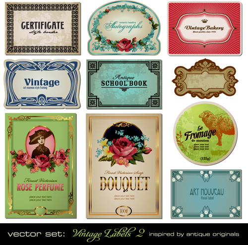 Vector set of Creative Vintage Labels 03 vintage labels label creative   