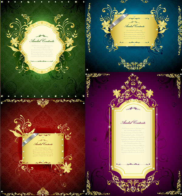 Golden Border frame 10 vector Shape ribbon pattern Noble lace gorgeous golden frame edge dark background   