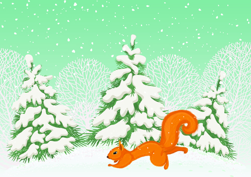 lovely Animals in winter design vector set 04 winter lovely animals Animal   