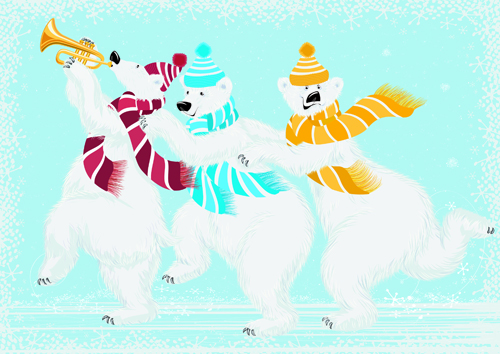 lovely Animals in winter design vector set 03 winter lovely animals Animal   