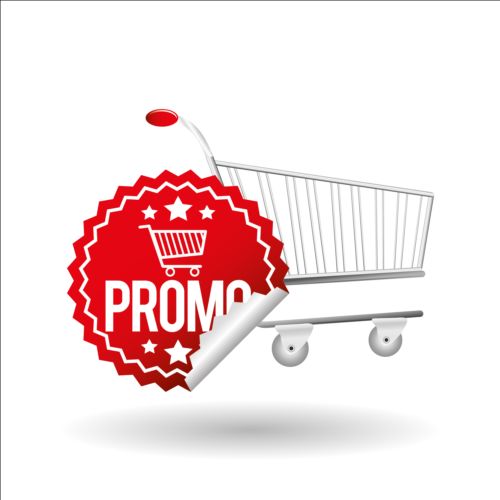 Shopping cart with promo design vector 05 shopping promo cart   