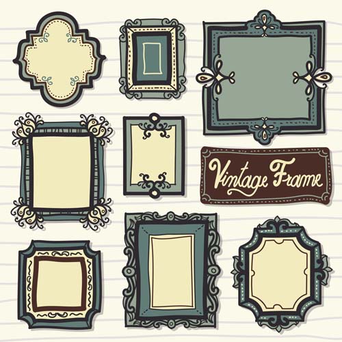 Vintage styles frames hand drawn vector material vintage styles material hand frames drawn   