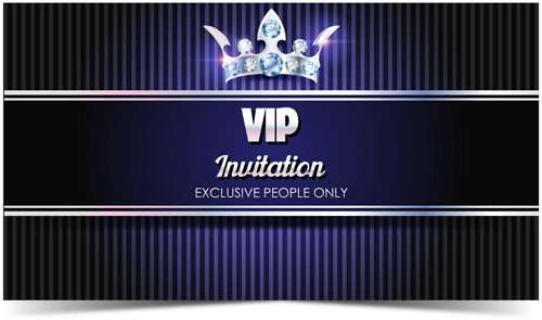 Diamond crown with dark blue VIP invitation card vector 08 vip invitation diamond dark crown card blue   