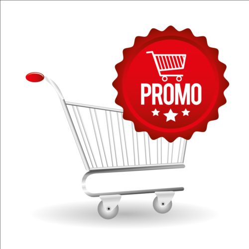 Shopping cart with promo design vector 04 shopping promo cart   