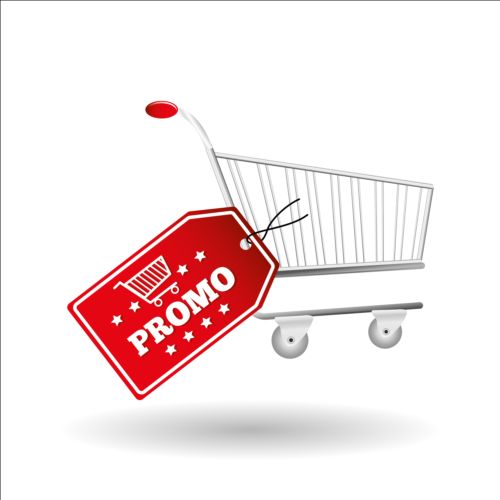 Shopping cart with promo design vector 03 shopping promo cart   