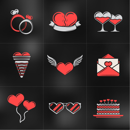 Romantic valentines day logos vector 05 valentines romantic logos day   