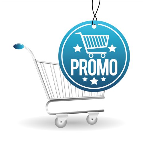 Shopping cart with promo design vector 01 shopping promo cart   