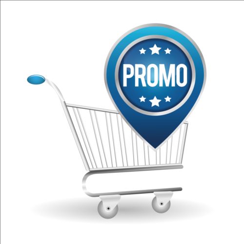 Shopping cart with promo design vector 02 shopping promo cart   