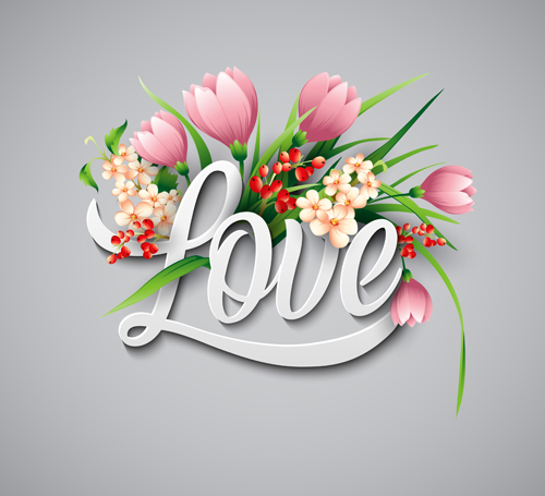 Love with flower valentines day vector 01 valentines love flower   