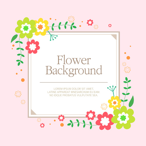 Simlpe flower frame backgrounds vector 02 152253 Simlpe frame flower backgrounds   