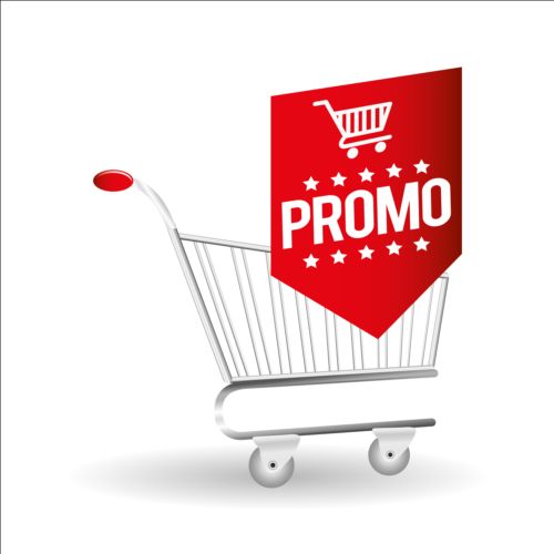 Shopping cart with promo design vector 10 shopping promo cart   