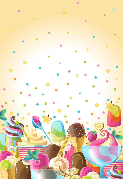 Ice cream elements background vector 04 ice elements cream background   