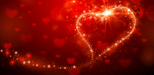 Shining red with valentines day background vector valentines shining red day background   
