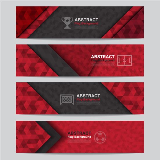 Flag with soccer banners vectors set 09 Soccer flag banners   