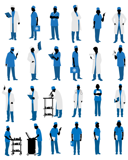 Doctors silhouetter design set 05 silhouetter Doctors   