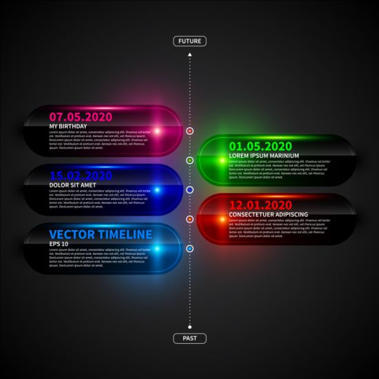 Colored neon infographic vectors 07 neon infographic colored   