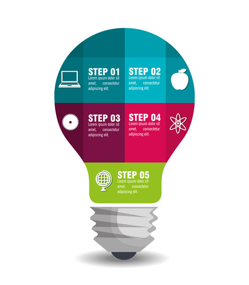 Creative lightbulb infographic vectors material 10 lightbulb infographic creative   