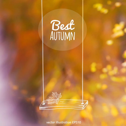 Hand drawn autumn elements with blurs background vector 05 hand elements drawn blurs background autumn   