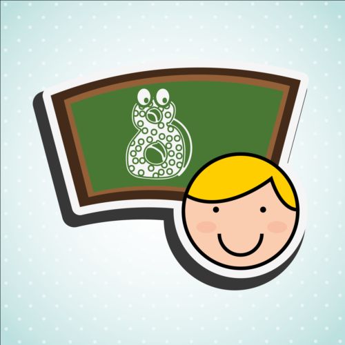 Cute student with blackboard vector sticker 02 student cute blackboard   