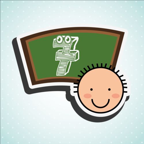 Cute student with blackboard vector sticker 01 student cute blackboard   