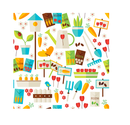 Flat nature gardening and environment seamless pattern vector 06 seamless pattern nature gardening flat environment   