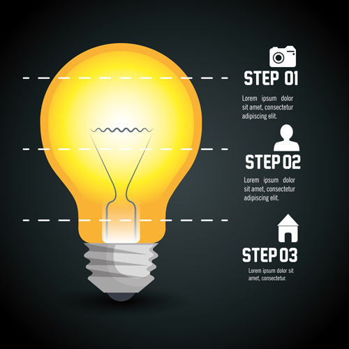 Creative lightbulb infographic vectors material 09 lightbulb infographic creative   