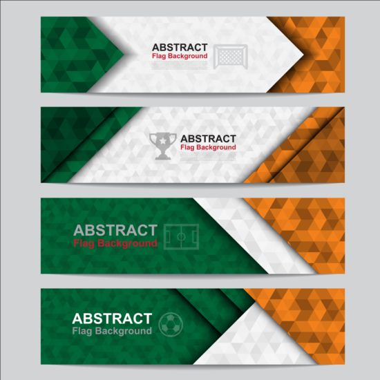 Flag with soccer banners vectors set 05 Soccer flag banners   