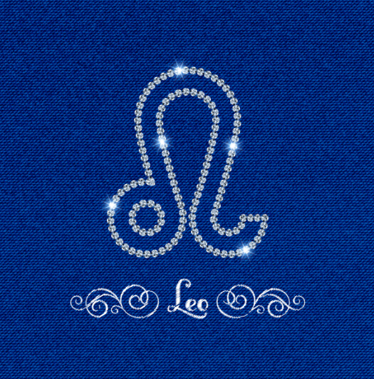 Zodiac sign Leo with fabric background vector zodiac sign fabric background   