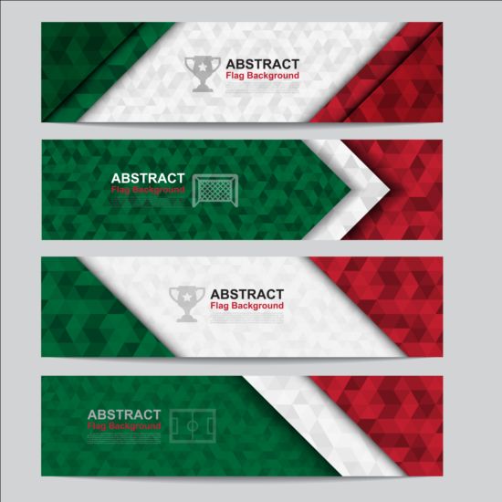 Flag with soccer banners vectors set 04 Soccer flag banners   