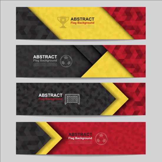 Flag with soccer banners vectors set 03 Soccer flag banners   
