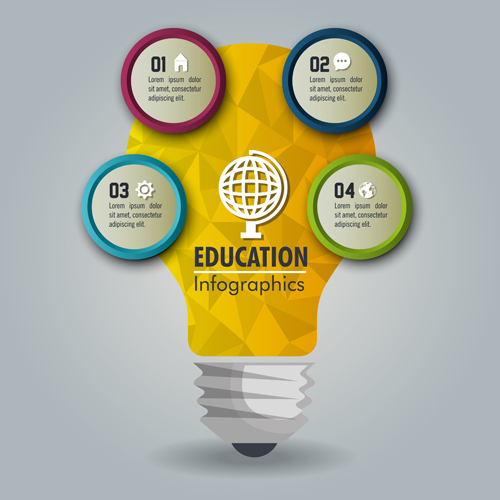 Creative lightbulb infographic vectors material 06 lightbulb infographic creative   