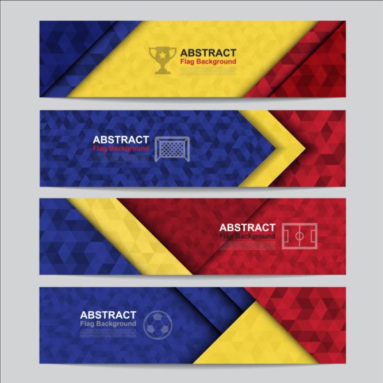 Flag with soccer banners vectors set 02 Soccer flag banners   