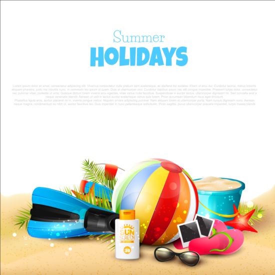 Summer holidays beach with white background vector 02 white summer holidays beach background   