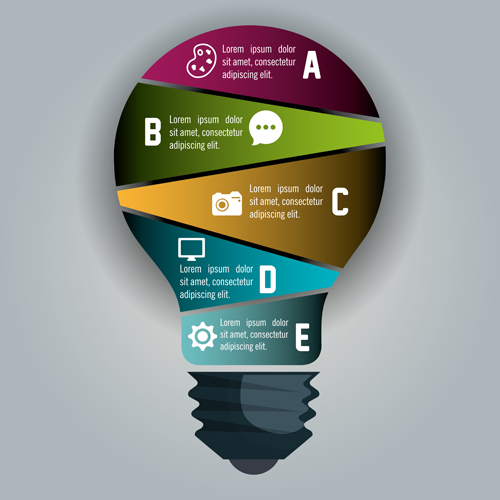 Creative lightbulb infographic vectors material 05 lightbulb infographic creative   