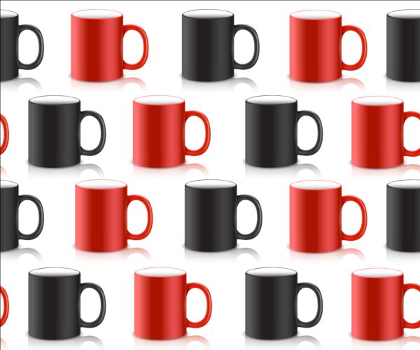 Red with black mug seamless pattern vector seamless red pattern mug black   