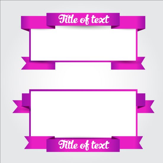 Violet ribbon with blank banners vector violet ribbon blank banners   