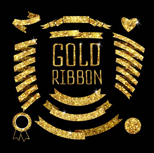 Gold ribbon with heart vector ribbon heart gold   